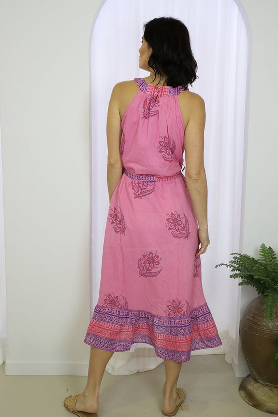 Hudson Hi-Lo Halter Dress Pink
